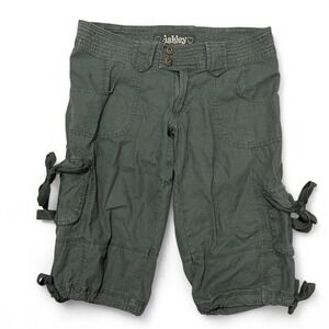 Y2K Ashley Military Green Cargo Capri Pants Utility Grunge 90s‎ Low Rise Size M